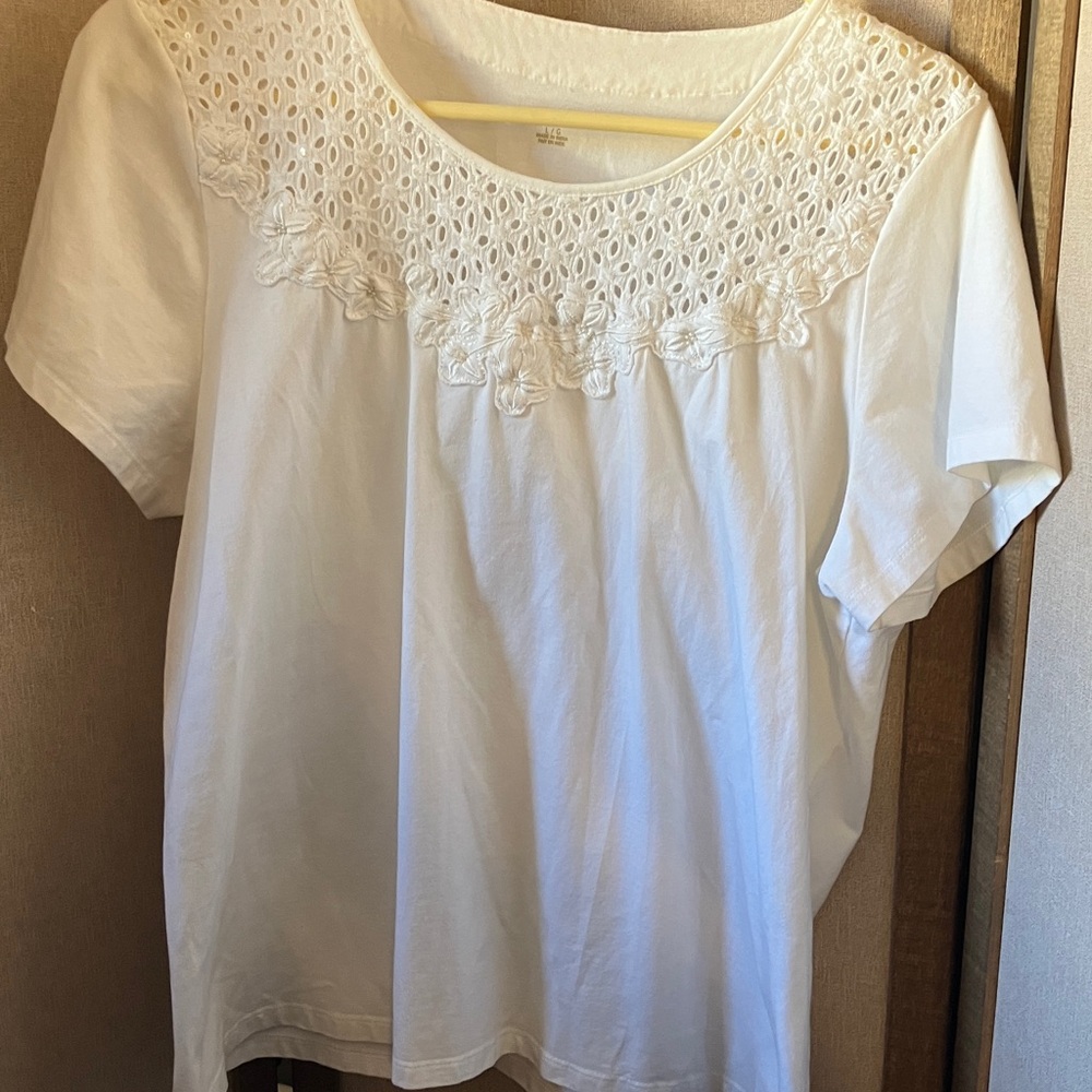 Elegant Tanjay White Lace Women's Top Large